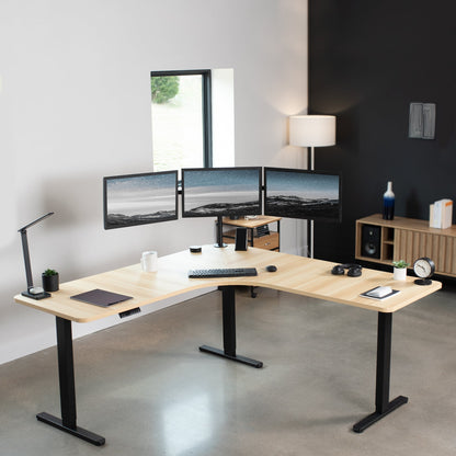 Ergonomic Curved Corner Electric Desk with Triple Motors & One-Touch Memory Control