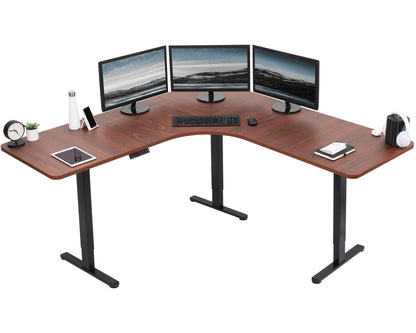 Ergonomic Curved Corner Electric Desk with Triple Motors & One-Touch Memory Control