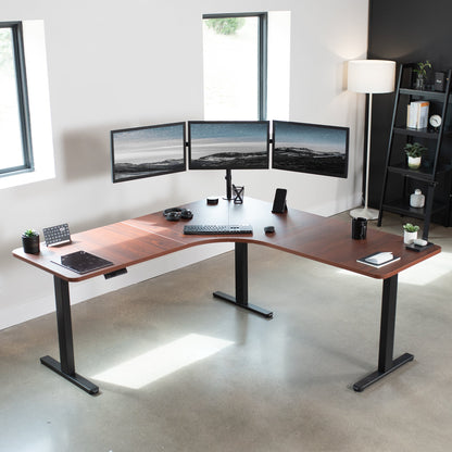 Ergonomic Curved Corner Electric Desk with Triple Motors & One-Touch Memory Control