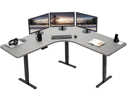 Ergonomic Curved Corner Electric Desk with Triple Motors & One-Touch Memory Control