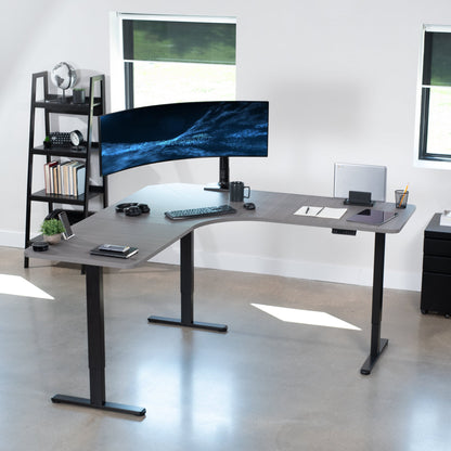 Ergonomic Curved Corner Electric Desk with Triple Motors & One-Touch Memory Control