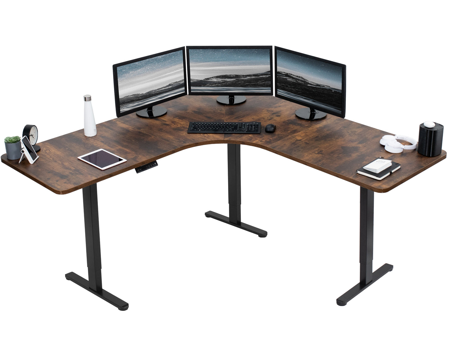 Ergonomic Curved Corner Electric Desk with Triple Motors & One-Touch Memory Control