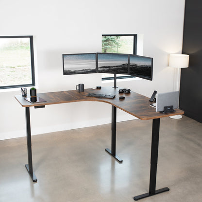 Ergonomic Curved Corner Electric Desk with Triple Motors & One-Touch Memory Control