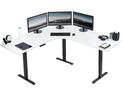 Ergonomic Curved Corner Electric Desk with Triple Motors & One-Touch Memory Control