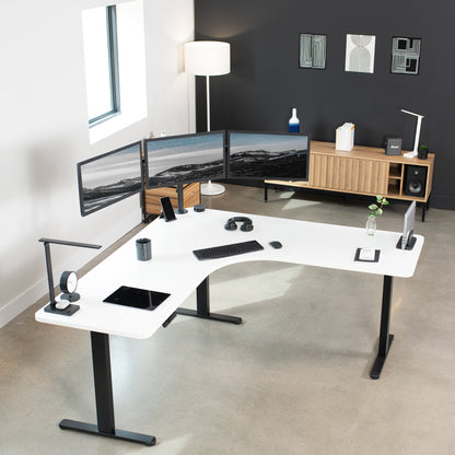 Ergonomic Curved Corner Electric Desk with Triple Motors & One-Touch Memory Control