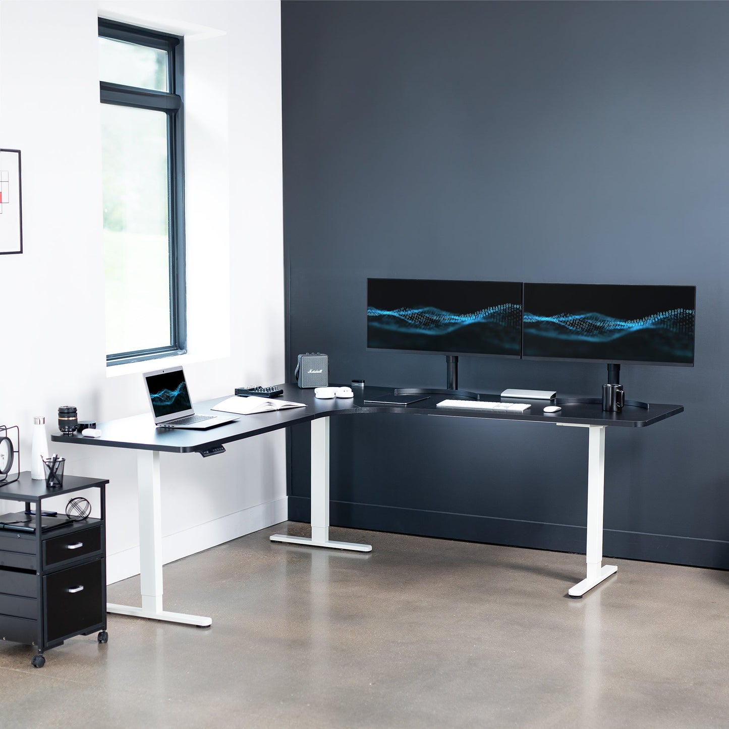 Ergonomic Curved Corner Electric Desk with Triple Motors & One-Touch Memory Control