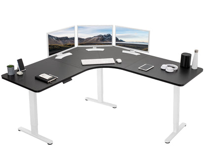 Ergonomic Curved Corner Electric Desk with Triple Motors & One-Touch Memory Control