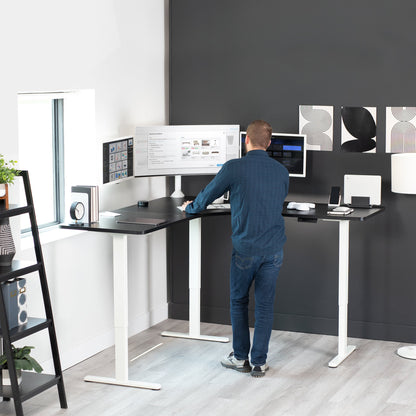 Ergonomic Curved Corner Electric Desk with Triple Motors & One-Touch Memory Control