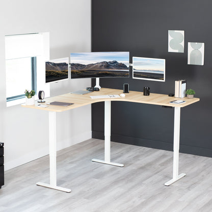 Ergonomic Curved Corner Electric Desk with Triple Motors & One-Touch Memory Control