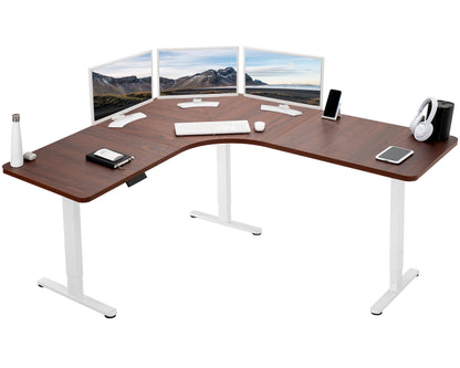 Ergonomic Curved Corner Electric Desk with Triple Motors & One-Touch Memory Control