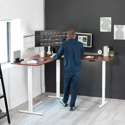 Ergonomic Curved Corner Electric Desk with Triple Motors & One-Touch Memory Control