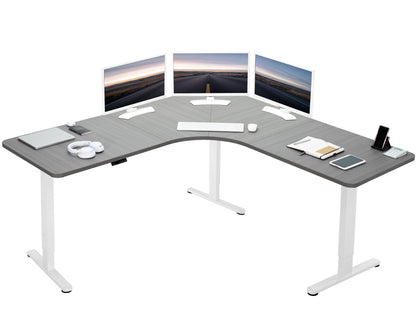 Ergonomic Curved Corner Electric Desk with Triple Motors & One-Touch Memory Control