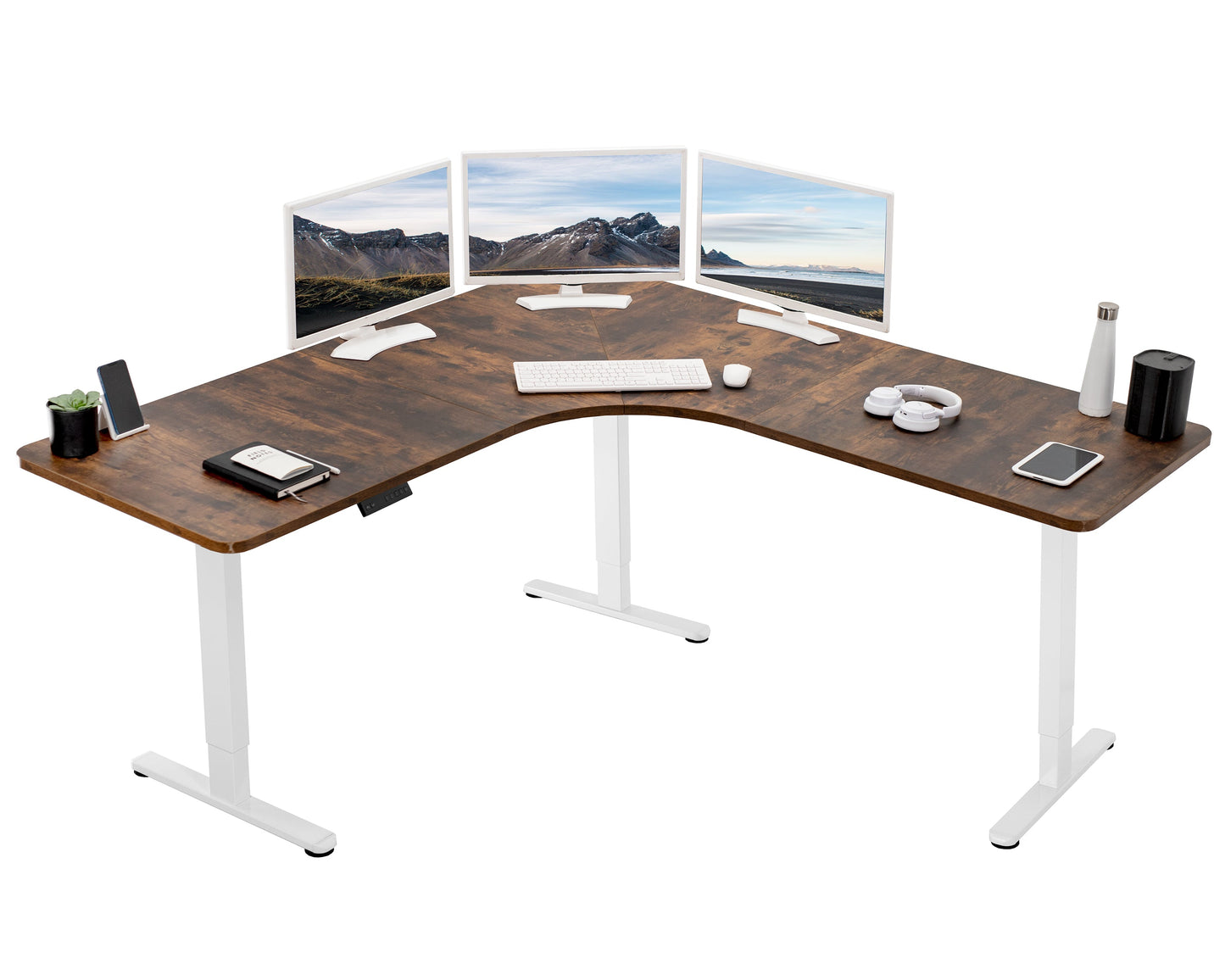 Ergonomic Curved Corner Electric Desk with Triple Motors & One-Touch Memory Control