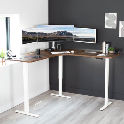 Ergonomic Curved Corner Electric Desk with Triple Motors & One-Touch Memory Control