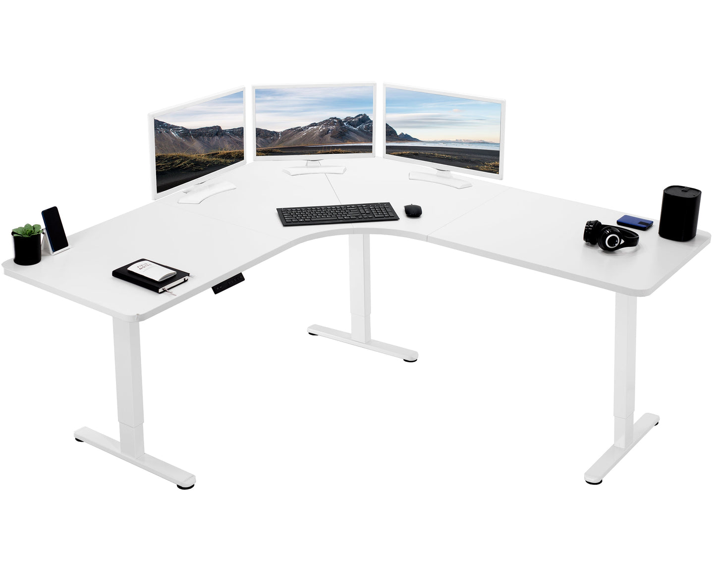 Ergonomic Curved Corner Electric Desk with Triple Motors & One-Touch Memory Control