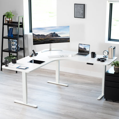 Ergonomic Curved Corner Electric Desk with Triple Motors & One-Touch Memory Control