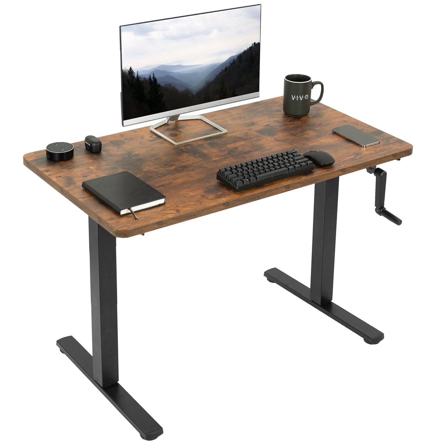 Versatile 43" x 24" Manual Height-Adjustable Desk for Your Ideal Workspace