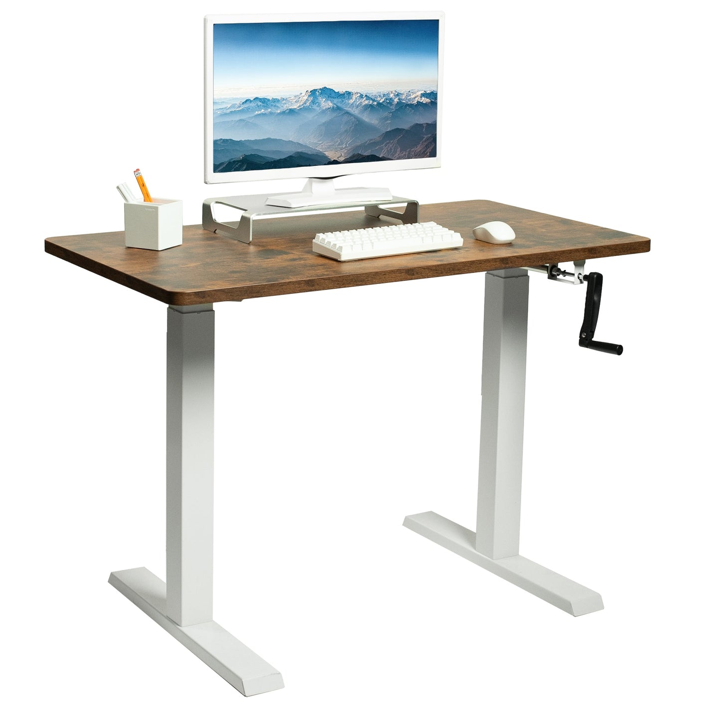 Versatile 43" x 24" Manual Height-Adjustable Desk for Your Ideal Workspace