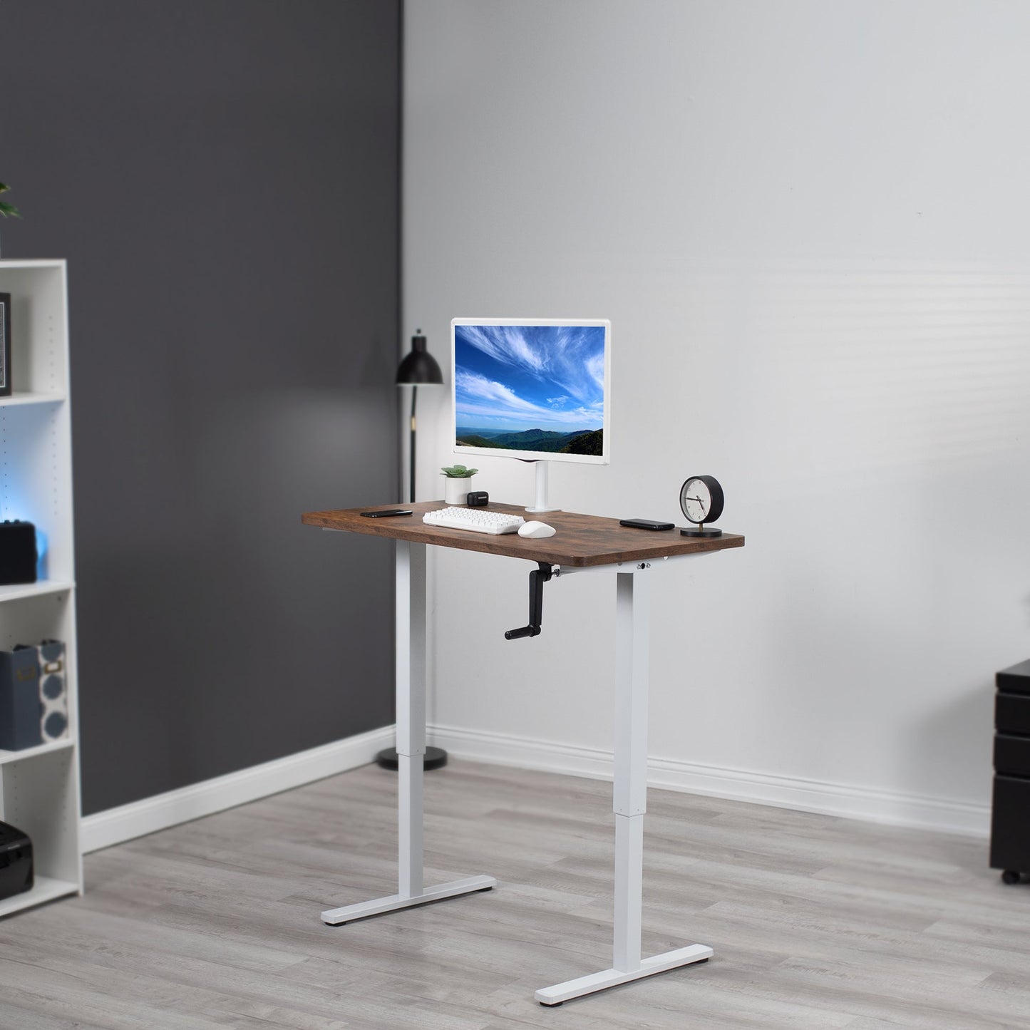 Versatile 43" x 24" Manual Height-Adjustable Desk for Your Ideal Workspace