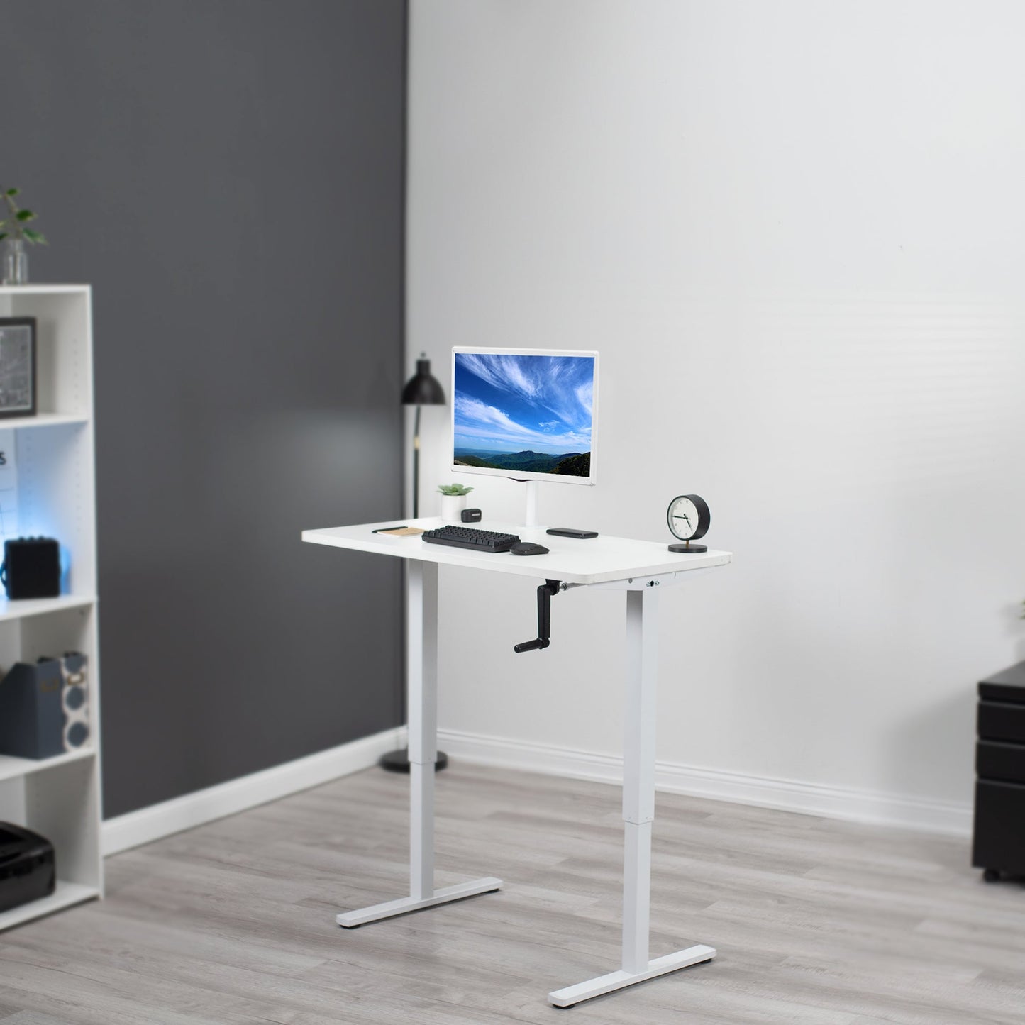 Versatile 43" x 24" Manual Height-Adjustable Desk for Your Ideal Workspace