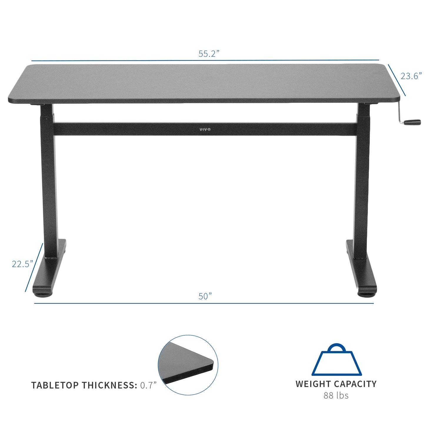 Transform Your Workspace with a 55" x 24" Crank Height Adjustable Desk!